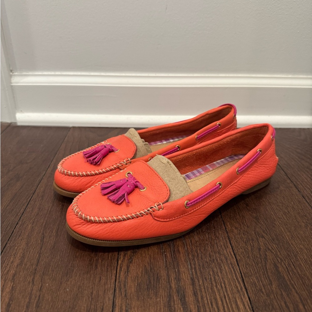 Sperry Vibrant Coral and Pink Tassel Loafers